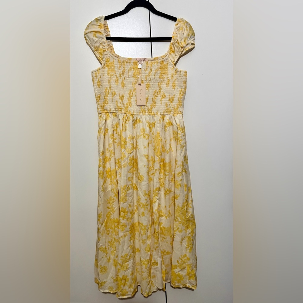 NWT Anthropologie Hutch Malone Midi Dress Size Large in Yellow - Picture 3 of 4